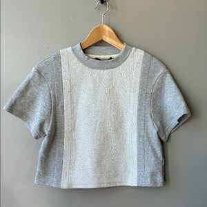 Twenty Montreal Gray and White Short Sleeve Crop Top, Small